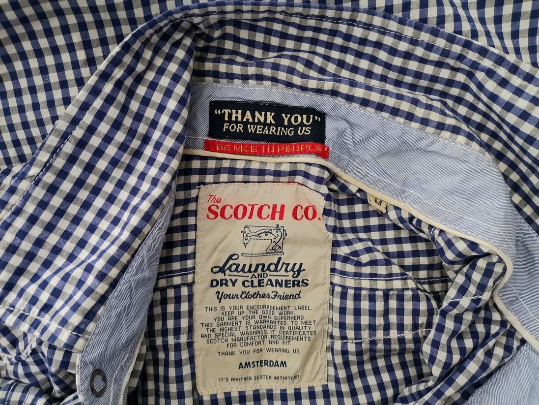 IMG_20221108_124110.jpg SCOTCH CO. Rozmiar M Kolor Niebieski Krata Kołnierz Męska Koszula Casual Krótki rękaw Materiał Bawełna 100%