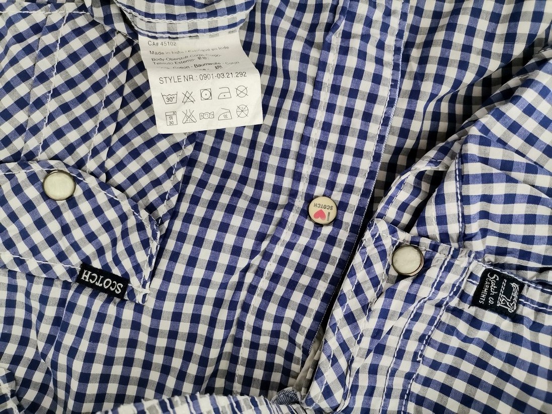IMG_20221108_124135.jpg SCOTCH CO. Rozmiar M Kolor Niebieski Krata Kołnierz Męska Koszula Casual Krótki rękaw Materiał Bawełna 100%
