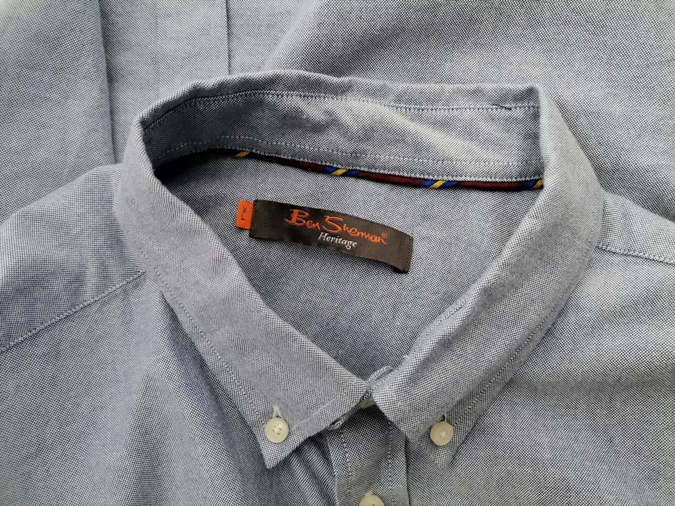 IMG_20221108_133137.jpg BEN SHERMAN Rozmiar XL Kolor Niebieski Kołnierz Męska Koszula Casual Długi rękaw Materiał Bawełna 100%