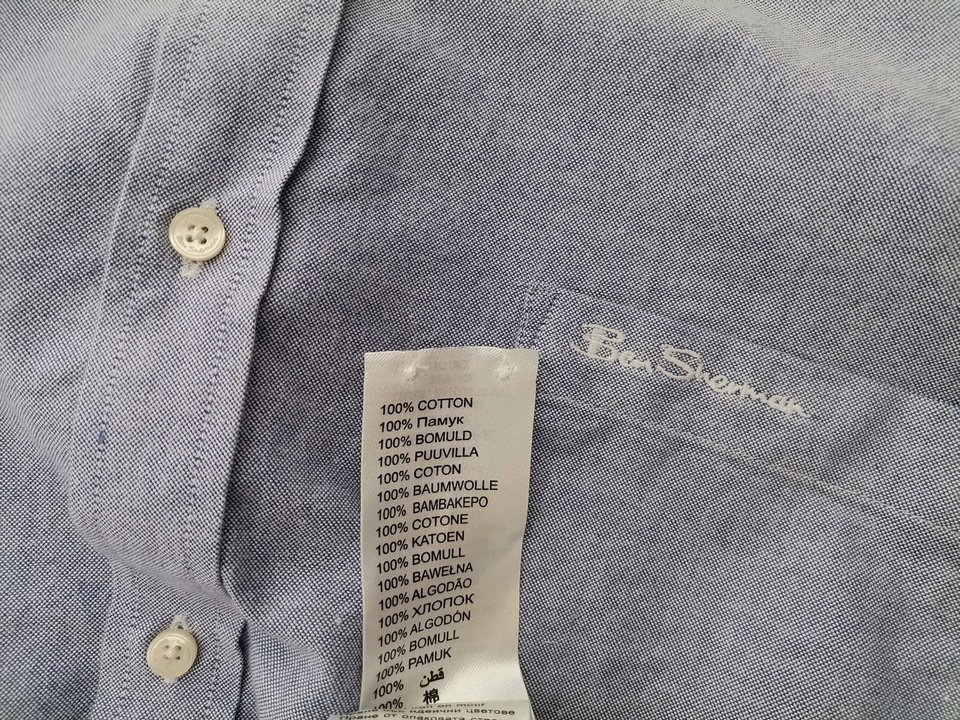 IMG_20221108_133149.jpg BEN SHERMAN Rozmiar XL Kolor Niebieski Kołnierz Męska Koszula Casual Długi rękaw Materiał Bawełna 100%