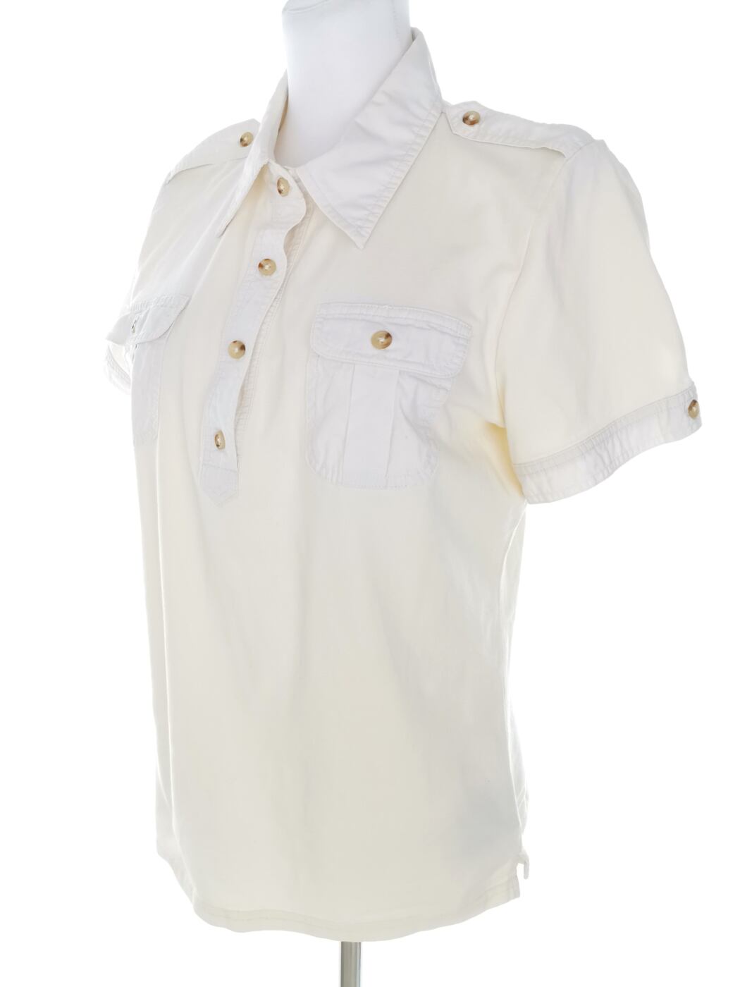 Lauren ralph lauren Rozmiar L Kolor Kremowy Kołnierz Koszulka Polo Krótki rękaw Materiał Bawełna 100%