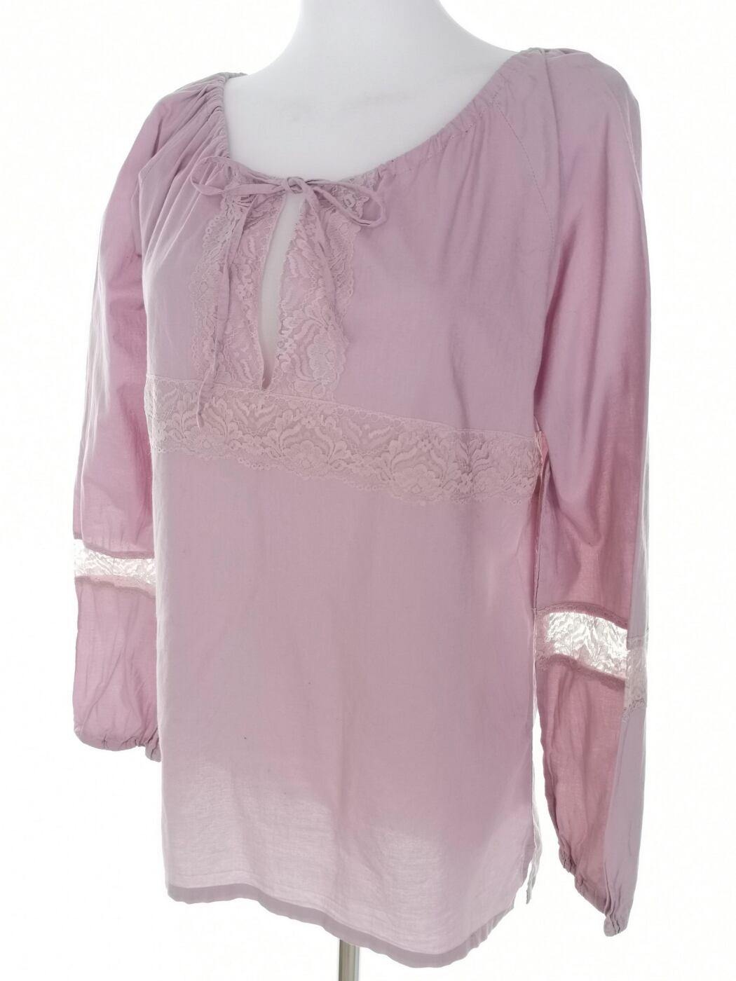 Josie Rozmiar 38/40 Kolor Lawendowy Keyhole Crew Neck Bluzka Długi rękaw Materiał Bawełna 100%