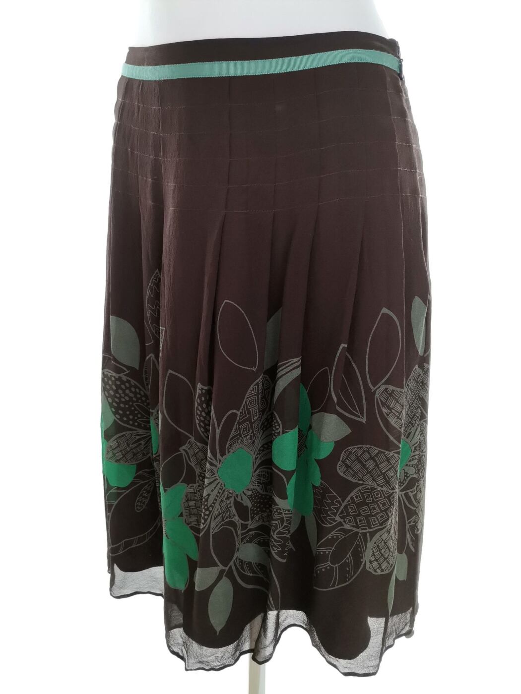IMG_20221110_133314.jpg Ted Baker Rozmiar 1 (36) Kolor Brązowy A-Line Spódnica Do Kolan Materiał Jedwab 100%