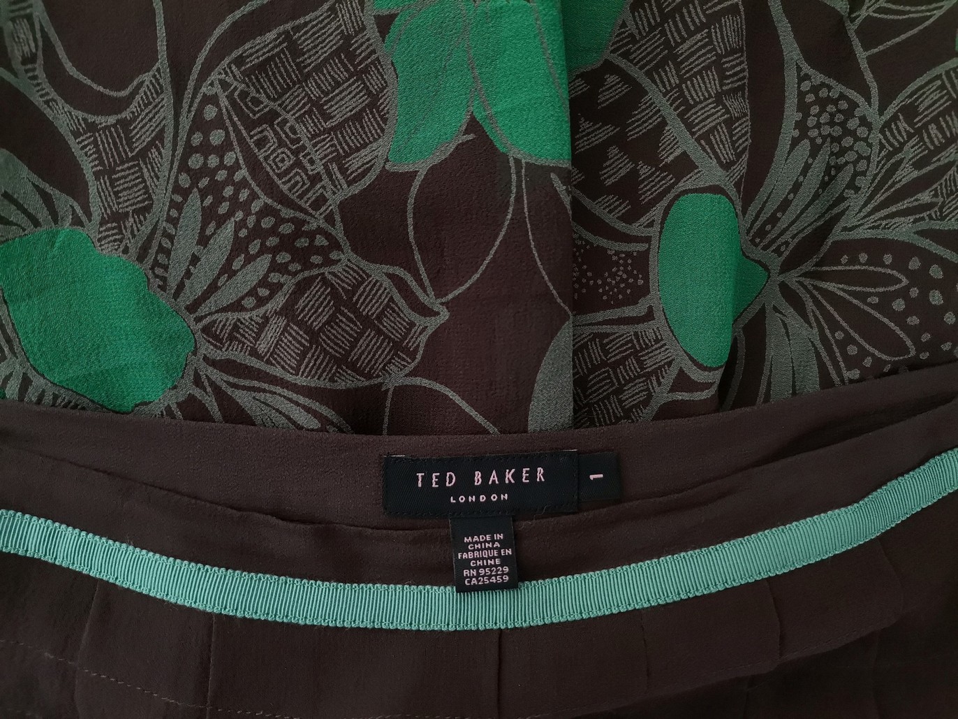 IMG_20221110_133358.jpg Ted Baker Rozmiar 1 (36) Kolor Brązowy A-Line Spódnica Do Kolan Materiał Jedwab 100%