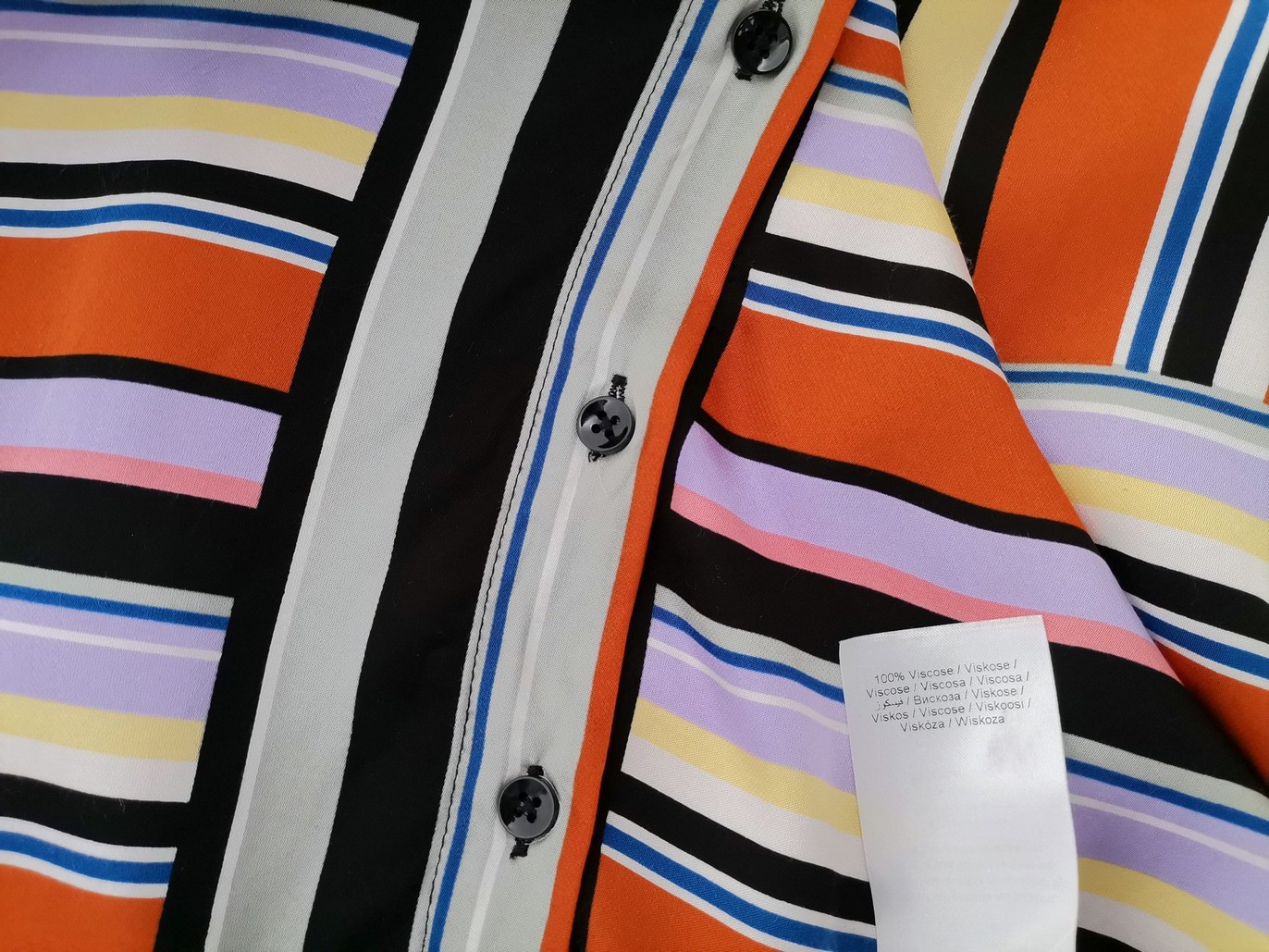InWear Rozmiar 40 Kolor Pomarańczowy Pasy Kołnierz Koszula Zapinana Bluzka Długi rękaw Materiał Wiskoza 100%