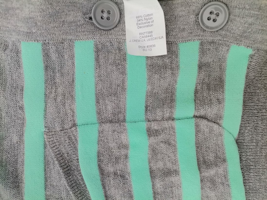 J.Crew Rozmiar S Kolor Miętowy Pasy W serek Kardigan Zapinany Długi rękaw Materiał Bawełna Cienka dzianina