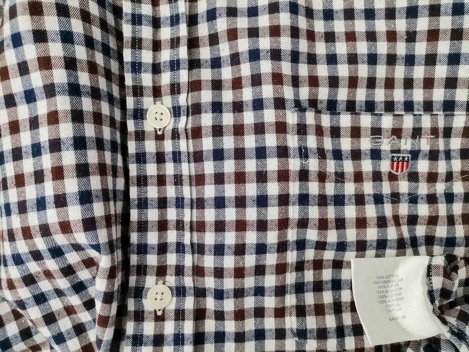 IMG_20221115_122005.jpg Gant Rozmiar XL Kolor Granatowy Krata Kołnierz Męska Koszula Casual Długi rękaw Materiał Bawełna 100%