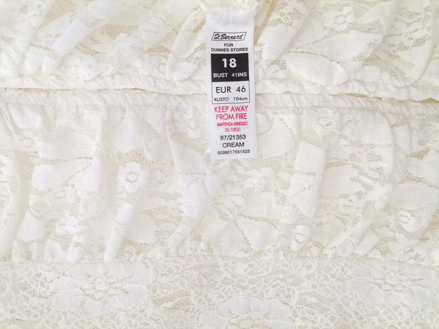St. Bernard for DUNNES STORES Rozmiar 18 (46) Kolor Kremowy Kołnierz Bluzka Długi rękaw