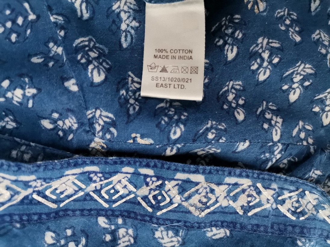 East Artisan with Anokhi Rozmiar 14 (42) Kolor Niebieski W serek Bluzka Krótki rękaw Materiał Bawełna 100%