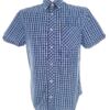 BEN SHERMAN Rozmiar M Kolor Niebieski Krata Kołnierz Męska Koszula Casual Krótki rękaw Materiał Bawełna 100%