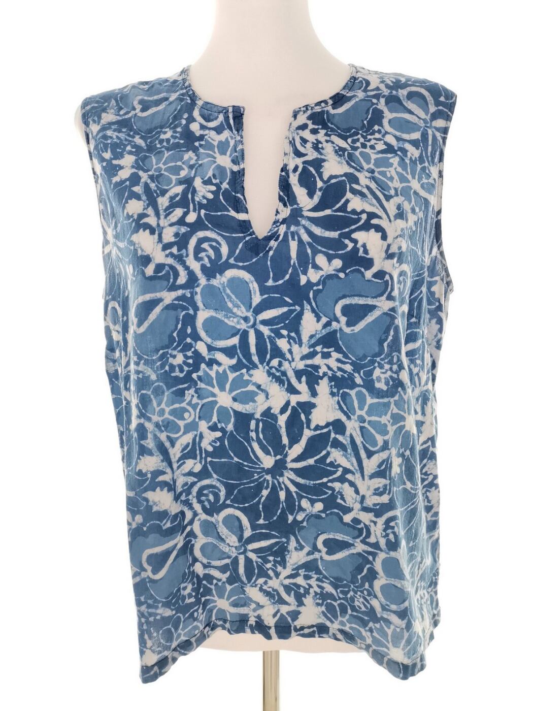 Anokhi for East Rozmiar 12 (40) Kolor Niebieski Split Crew Neck Bluzka Bezrękawnik Materiał Bawełna 100%