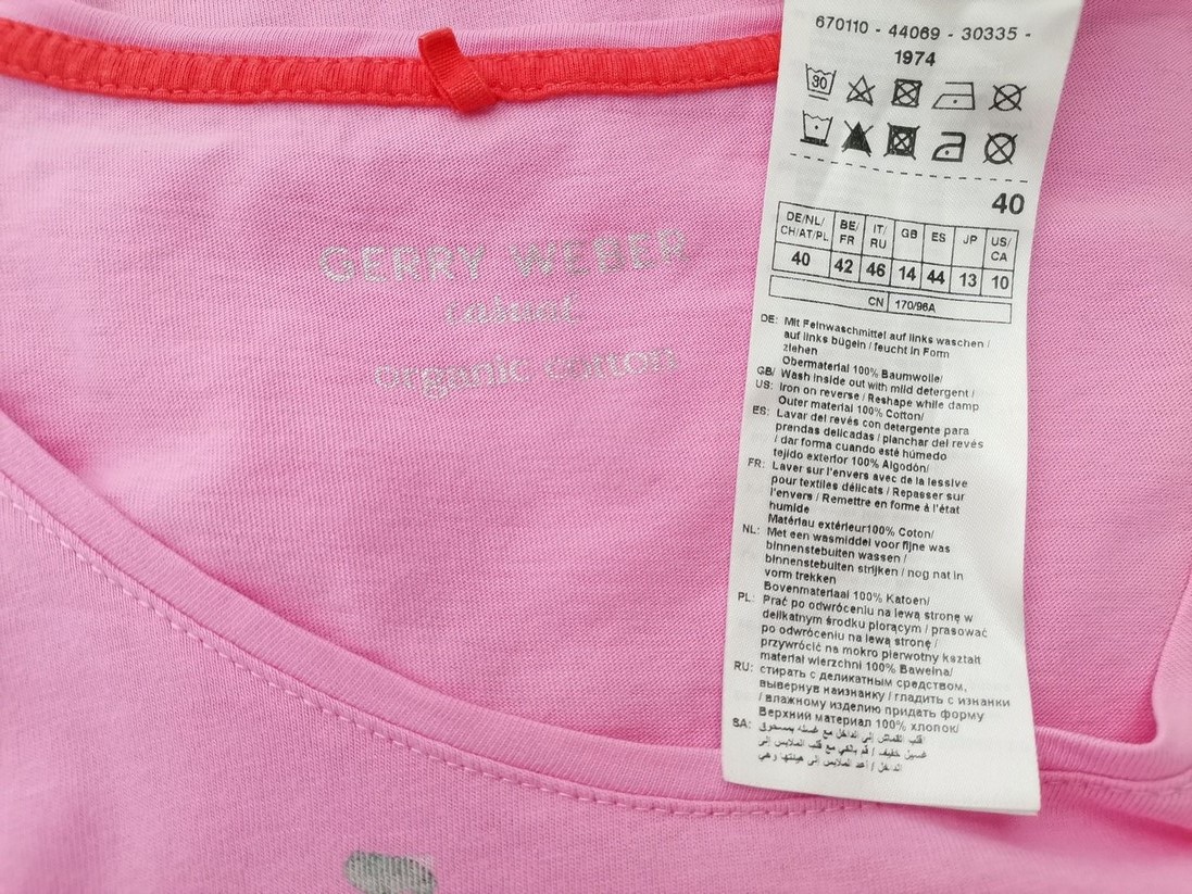 IMG_20221123_103239.jpg Gerry weber Rozmiar 40 Kolor Różowy Okrągły dekolt T-Shirt Krótki rękaw Materiał Bawełna 100%