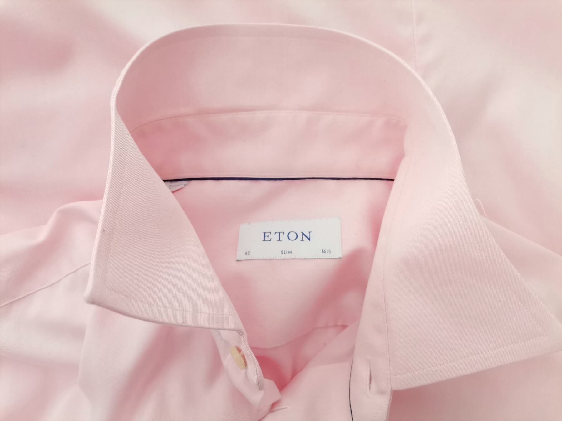 Eton Rozmiar 16 1/2 (42) Kolor Różowy Kołnierz Męska Koszula Elegancka Długi rękaw Materiał Bawełna 100%