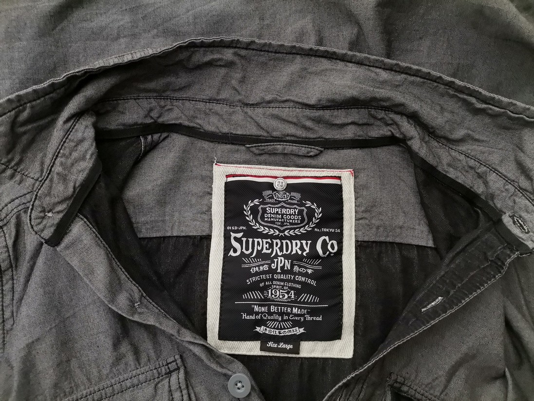 IMG_20221206_140954.jpg Superdry Rozmiar L Kolor Szary Kołnierz Męska Koszula Casual Długi rękaw Materiał Bawełna 100%