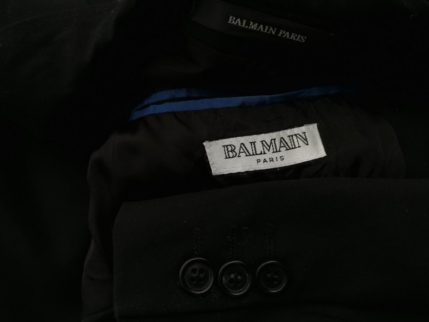 IMG_20221216_135744.jpg BALMAIN Rozmiar 58 (XL) Kolor Czarny Męska Marynarka Długi rękaw Materiał Wełna 100%