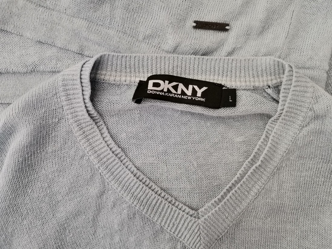 IMG_20221216_140924.jpg Dkny Rozmiar L Kolor Niebieski Męski Sweter Długi rękaw Materiał Len 100%