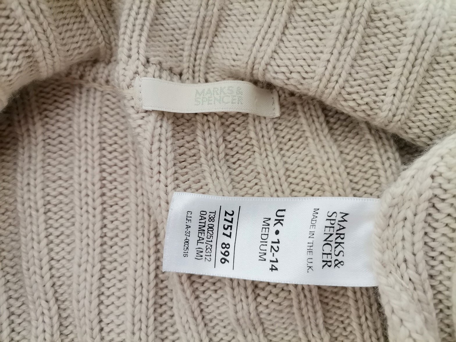 IMG_20221220_133828.jpg Marks&spencer Rozmiar 12/14 (M) Kolor Beżowy Męski Sweter Rozpinany Długi rękaw Materiał Akryl