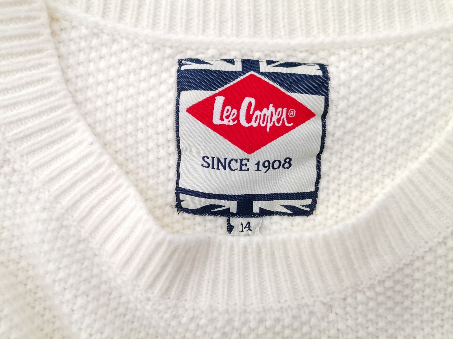 Lee Cooper Rozmiar 14 (XL) Kolor Kremowy Męski Sweter Długi rękaw Materiał Akryl 100%