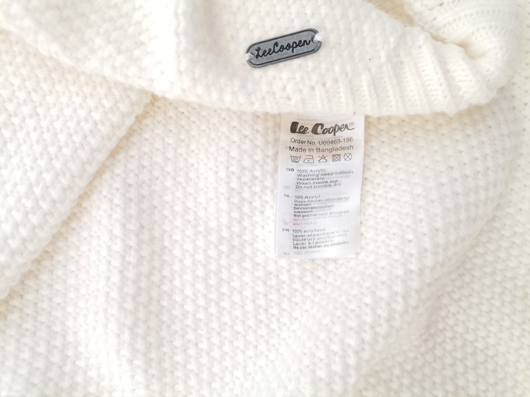 Lee Cooper Rozmiar 14 (XL) Kolor Kremowy Męski Sweter Długi rękaw Materiał Akryl 100%