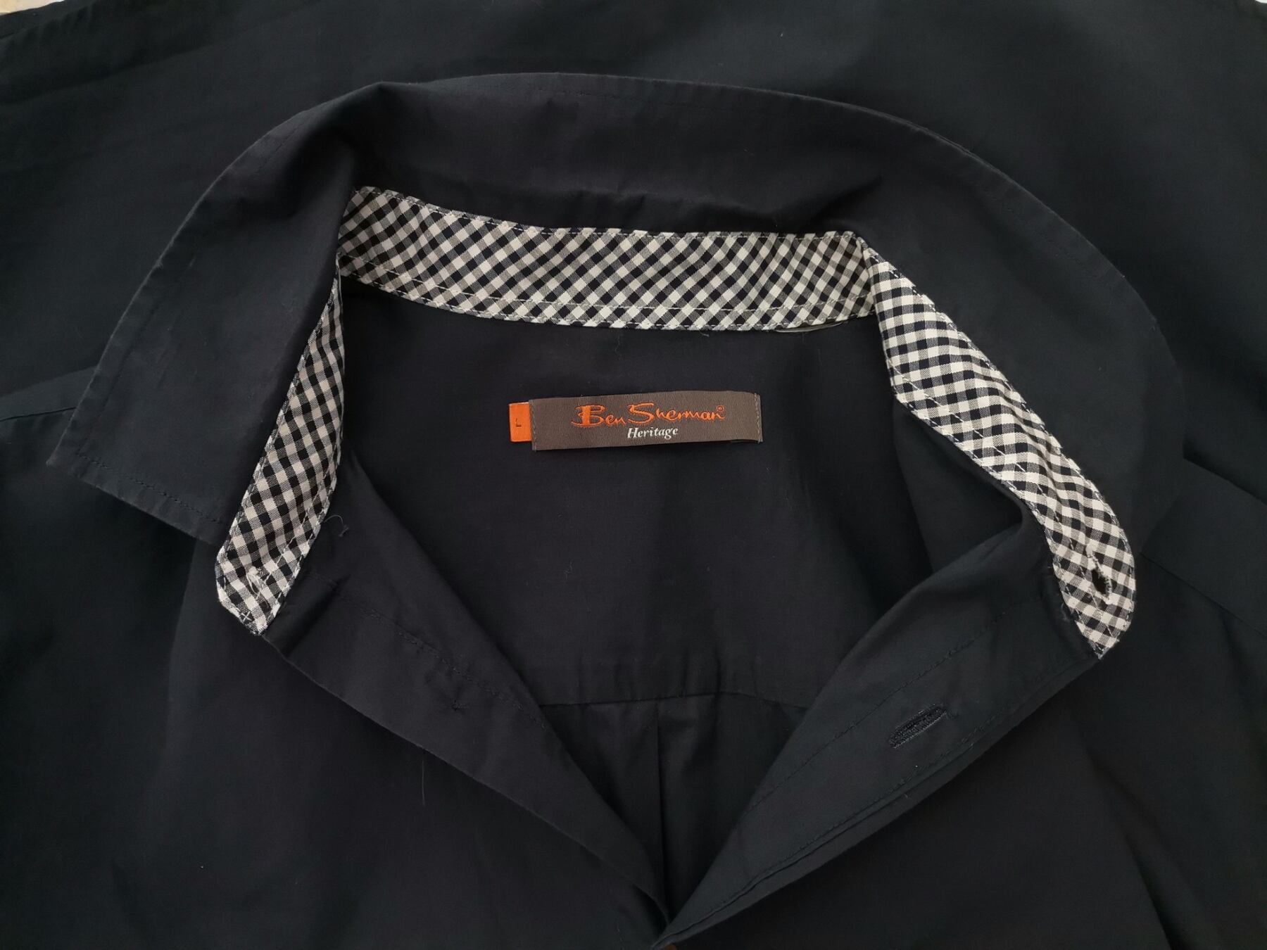 IMG_20221230_130053.jpg BEN SHERMAN Rozmiar L Kolor Granatowy Kołnierz Męska Koszula Casual Długi rękaw Materiał Bawełna 100%