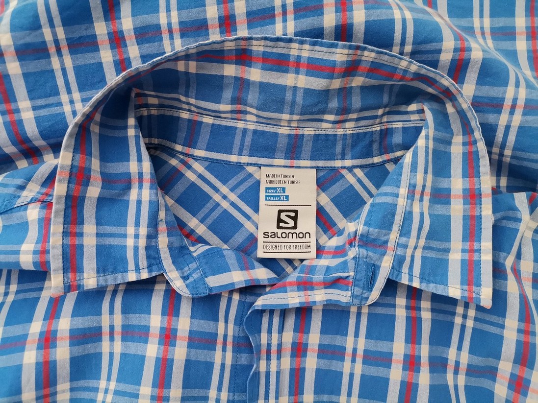 IMG_20230103_115257.jpg SALOMON Rozmiar XL Kolor Niebieski Krata Kołnierz Męska Koszula Casual Długi rękaw Materiał Bawełna 100%