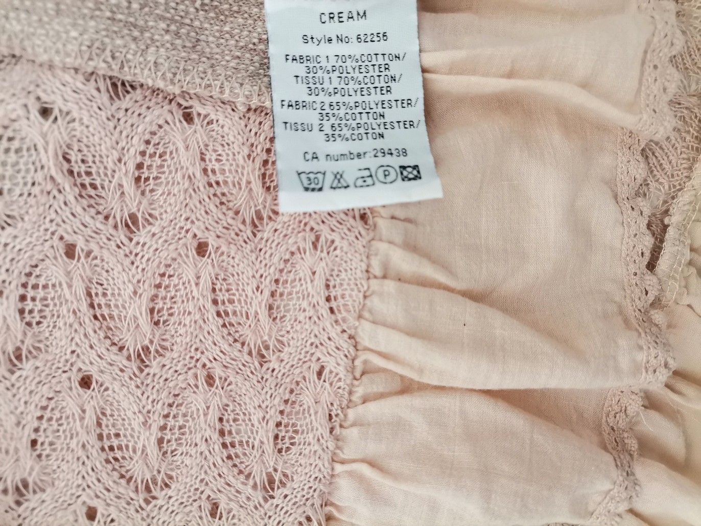 IMG_20230103_135840.jpg Cream Rozmiar XXL Kolor Pudrowy Róż Kołnierz Długi Kardigan Płaszcz Wiązany Długi rękaw Materiał Bawełna Otwarta dzianina