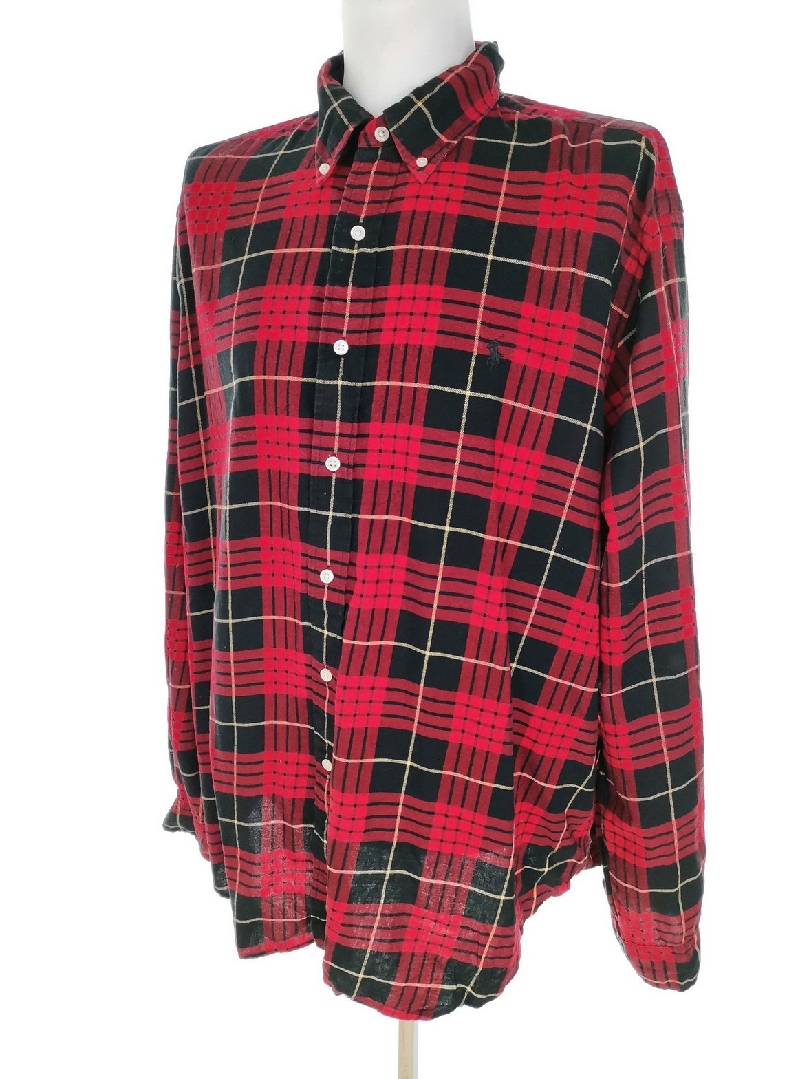 IMG_20230104_131927.jpg Ralph Lauren Rozmiar XXL Kolor Czerwony Krata Kołnierz Męska Koszula Casual Długi rękaw Materiał Bawełna 100%