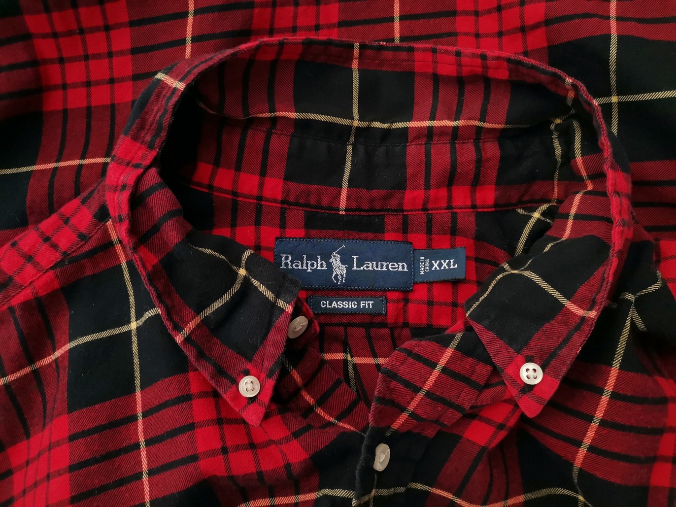 IMG_20230104_131952.jpg Ralph Lauren Rozmiar XXL Kolor Czerwony Krata Kołnierz Męska Koszula Casual Długi rękaw Materiał Bawełna 100%