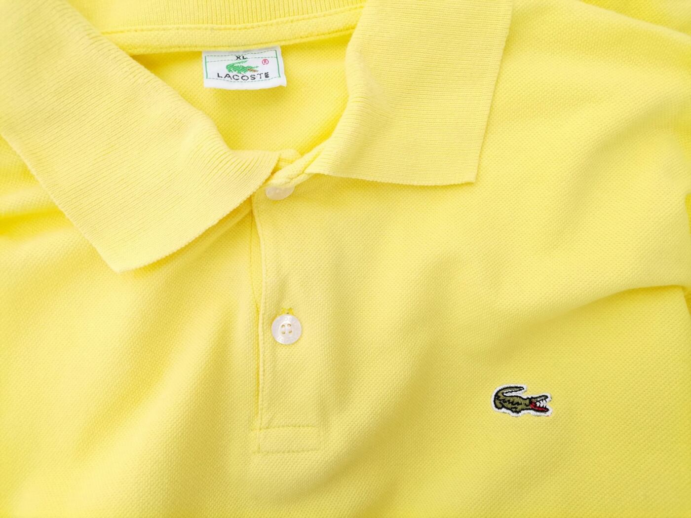 IMG_20230104_132830.jpg Lacoste Rozmiar XL Kolor Żółty Kołnierz Męska Koszula Polo Krótki rękaw Materiał Bawełna 100%