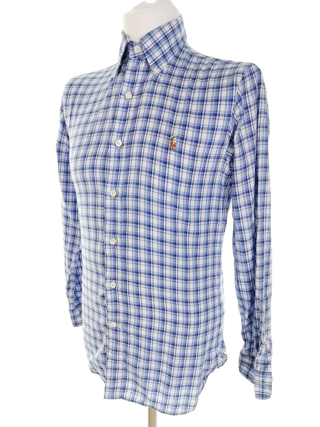 IMG_20230109_105615.jpg Polo Ralph Lauren Rozmiar S Kolor Niebieski Krata Kołnierz Męska Koszula Casual Długi rękaw Materiał Bawełna 100%