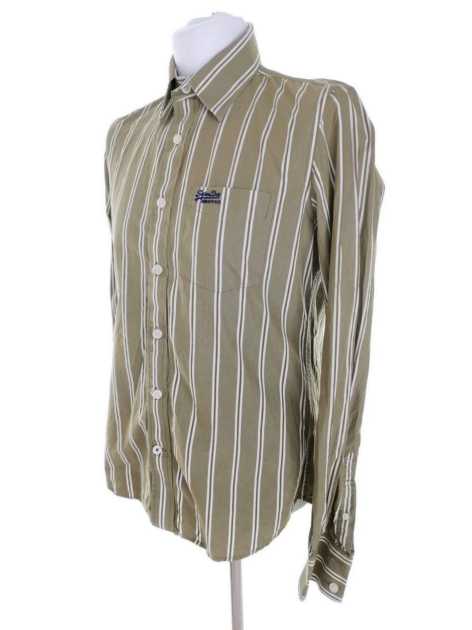 IMG_20230109_110137.jpg Superdry Rozmiar L Kolor Khaki Pasy Kołnierz Męska Koszula Casual Długi rękaw Materiał Bawełna 100%