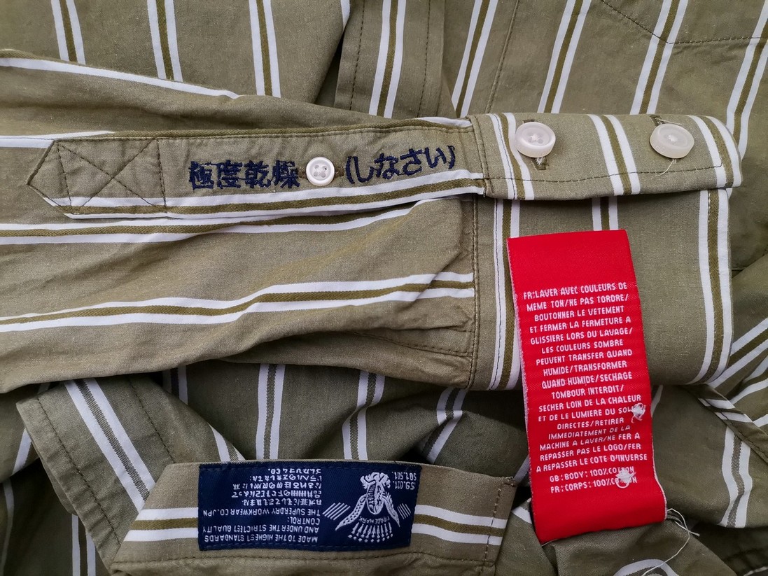 IMG_20230109_110309.jpg Superdry Rozmiar L Kolor Khaki Pasy Kołnierz Męska Koszula Casual Długi rękaw Materiał Bawełna 100%