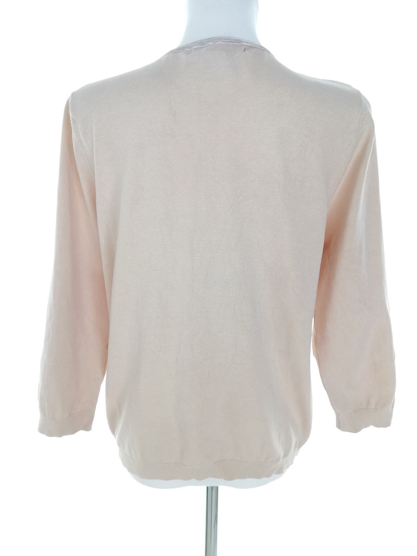IMG_20230109_123120.jpg AUGUST SILK Rozmiar L Kolor Beżowy Split Crew Neck Kardigan Zapinany Rękaw 3/4 Materiał Jedwab Cienka dzianina