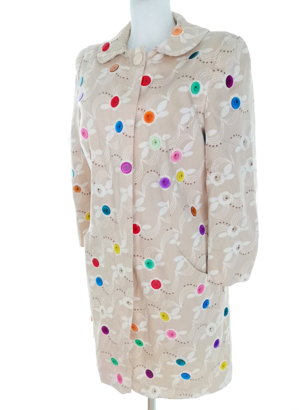 IMG_20230110_124401.jpg Topshop Rozmiar 12 (40) Kolor Beżowy Płaszcz Rękaw 3/4 Materiał Bawełna 100%
