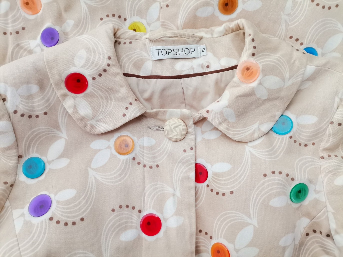 IMG_20230110_124422.jpg Topshop Rozmiar 12 (40) Kolor Beżowy Płaszcz Rękaw 3/4 Materiał Bawełna 100%
