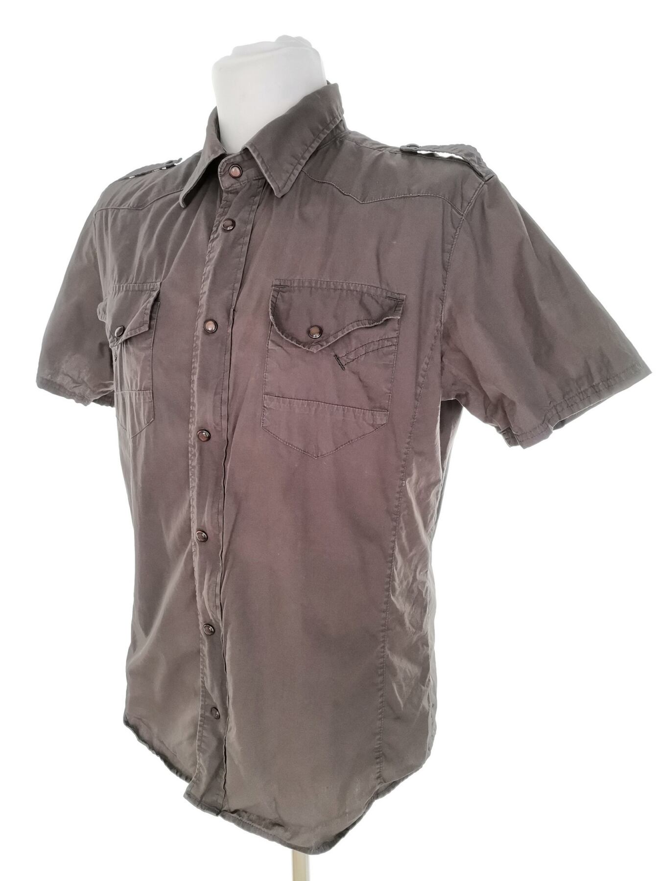 IMG_20230111_130654.jpg G-Star Raw Rozmiar XL Kolor Brązowy Kołnierz Męska Koszula Casual Krótki rękaw Materiał Bawełna 100%