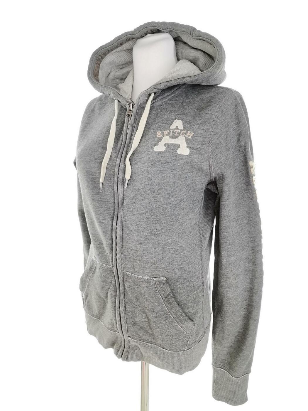 ABERCROMBIE & FITCH Rozmiar L Kolor Szary Bluza na suwak Długi rękaw Materiał Bawełna
