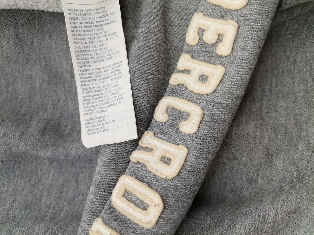ABERCROMBIE & FITCH Rozmiar L Kolor Szary Bluza na suwak Długi rękaw Materiał Bawełna
