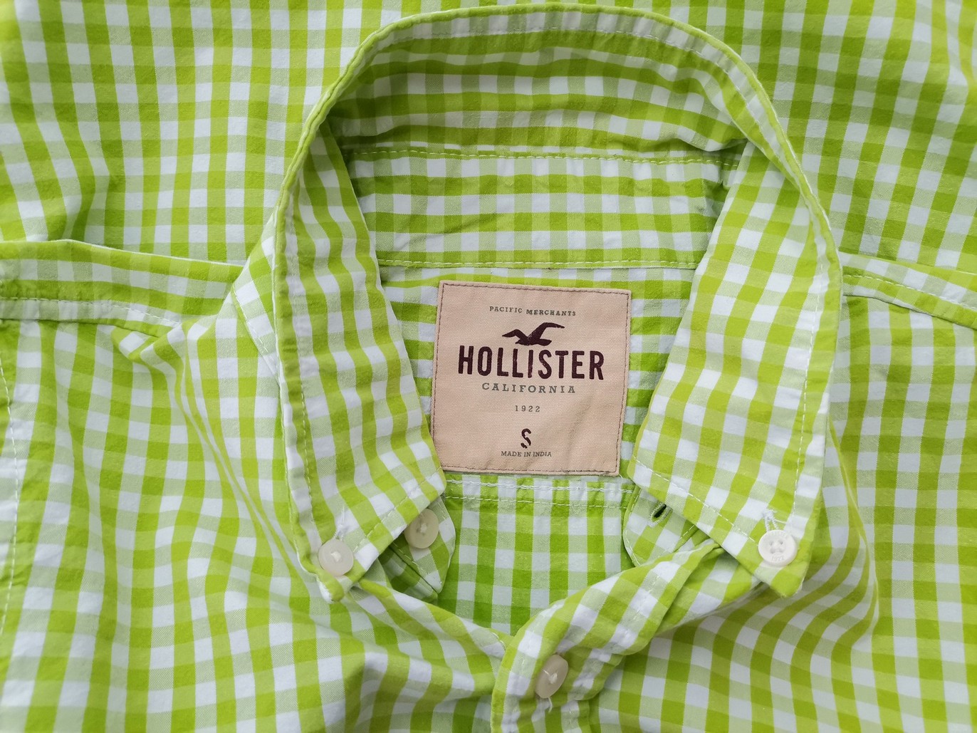 Hollister Rozmiar S Kolor Zielony Krata Kołnierz Męska Koszula Casual Długi rękaw Materiał Bawełna 100%