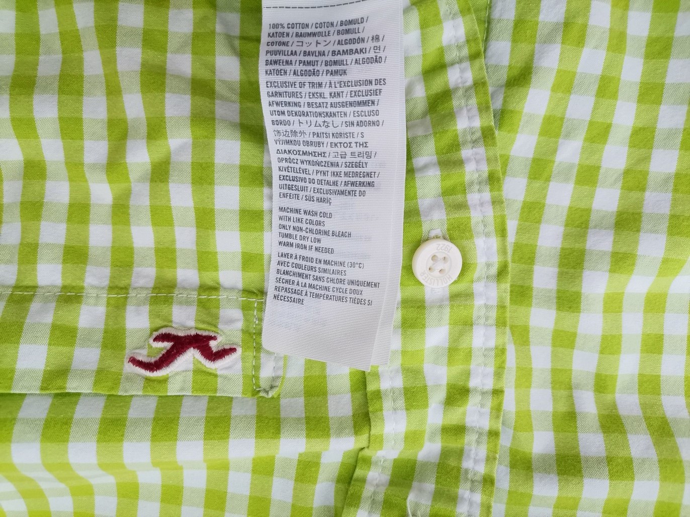 IMG_20230112_132507.jpg Hollister Rozmiar S Kolor Zielony Krata Kołnierz Męska Koszula Casual Długi rękaw Materiał Bawełna 100%