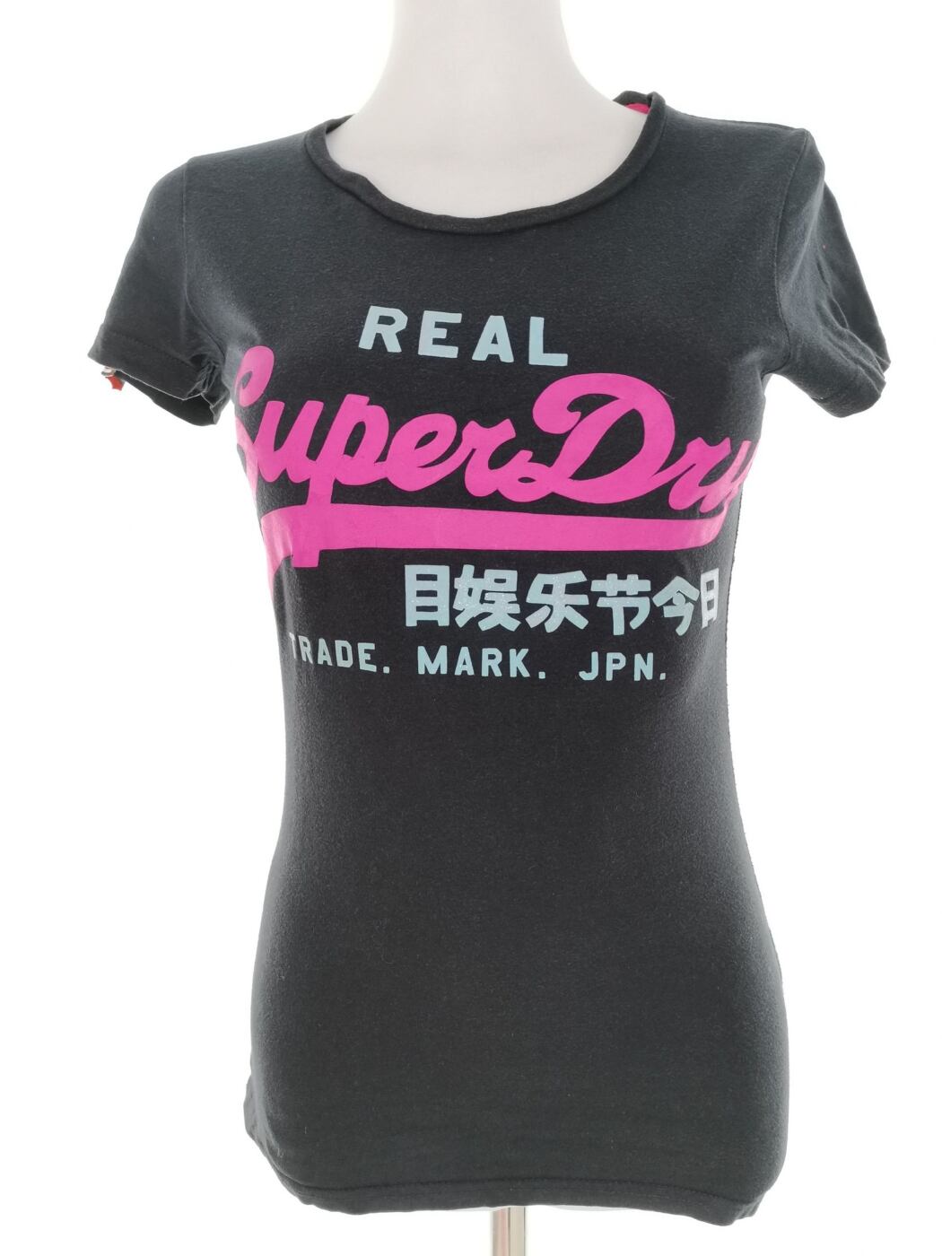 Superdry Rozmiar XXS Kolor Czarny Okrągły dekolt T-Shirt Krótki rękaw Materiał Bawełna 100%