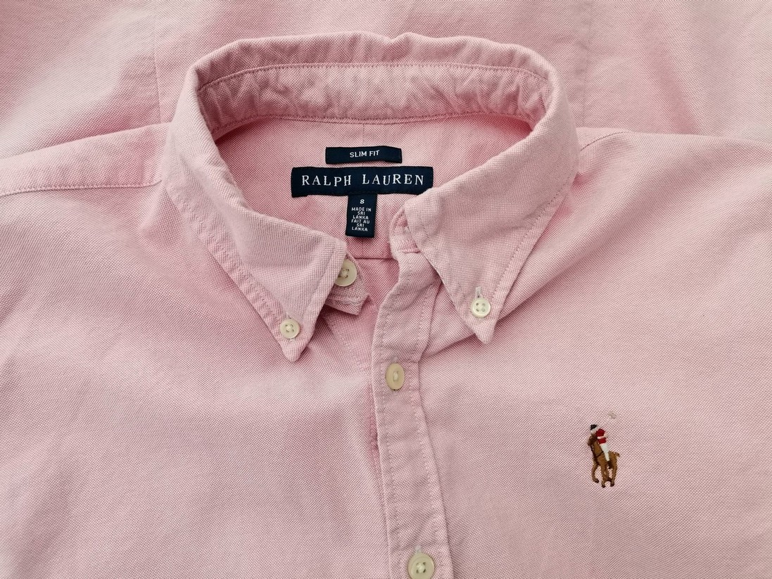 IMG_20230117_130953.jpg Ralph Lauren Rozmiar 8 (36) Kolor Różowy Kołnierz Koszula Zapinana Bluzka Długi rękaw Materiał Bawełna 100%