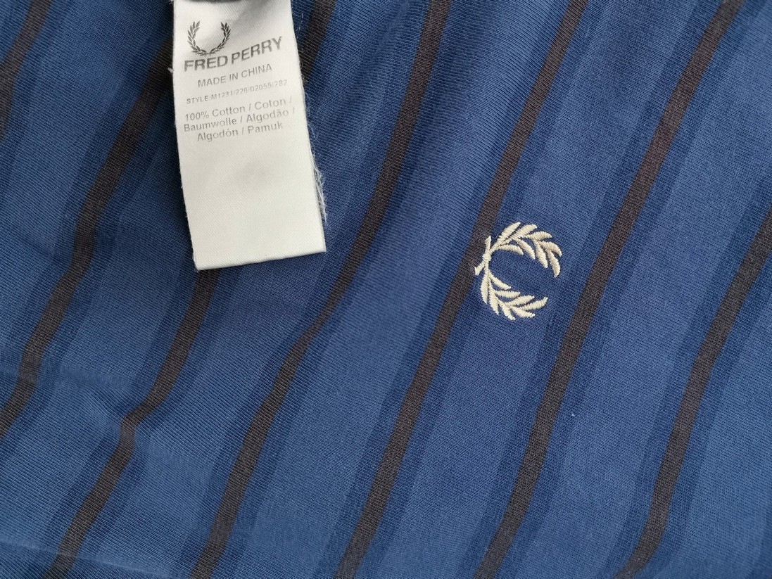 IMG_20230117_133922.jpg Fred Perry Rozmiar S Kolor Niebieski Pasy Męski T-Shirt Krótki rękaw Materiał Bawełna 100%