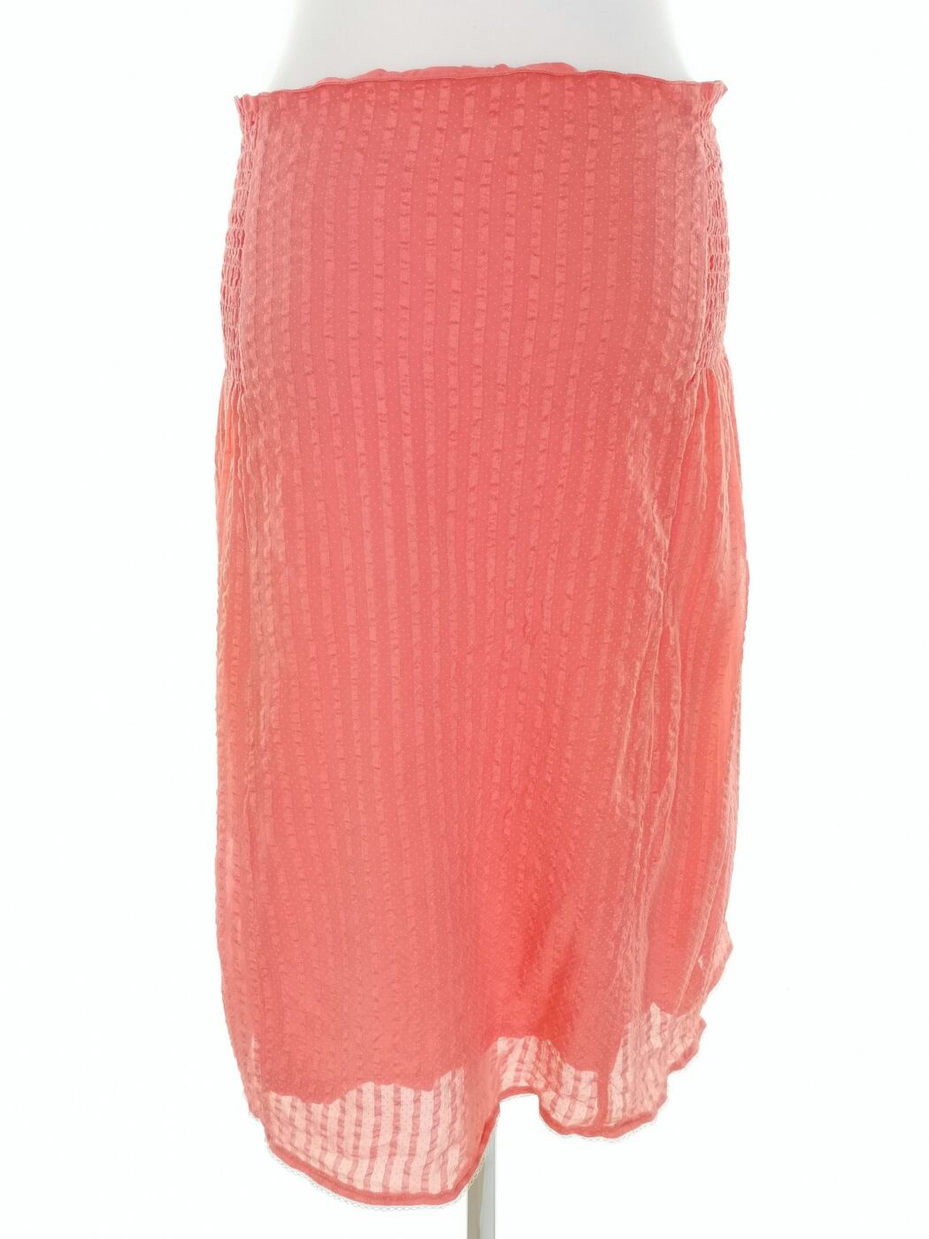 Vintage Rozmiar XXL Kolor Pomarańczowy Pasy A-Line Spódnica Midi Materiał Jedwab 100%