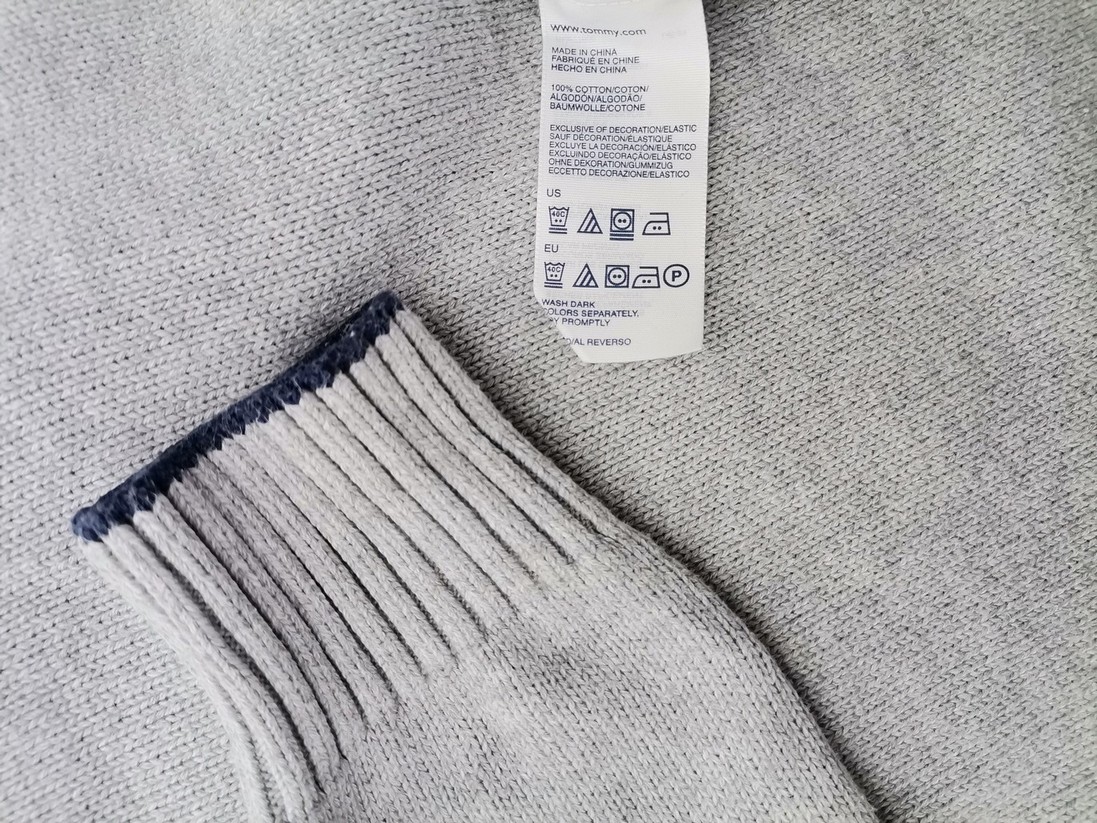 Hilfiger denim Rozmiar L Kolor Szary Męski Sweter Długi rękaw Materiał Bawełna 100%