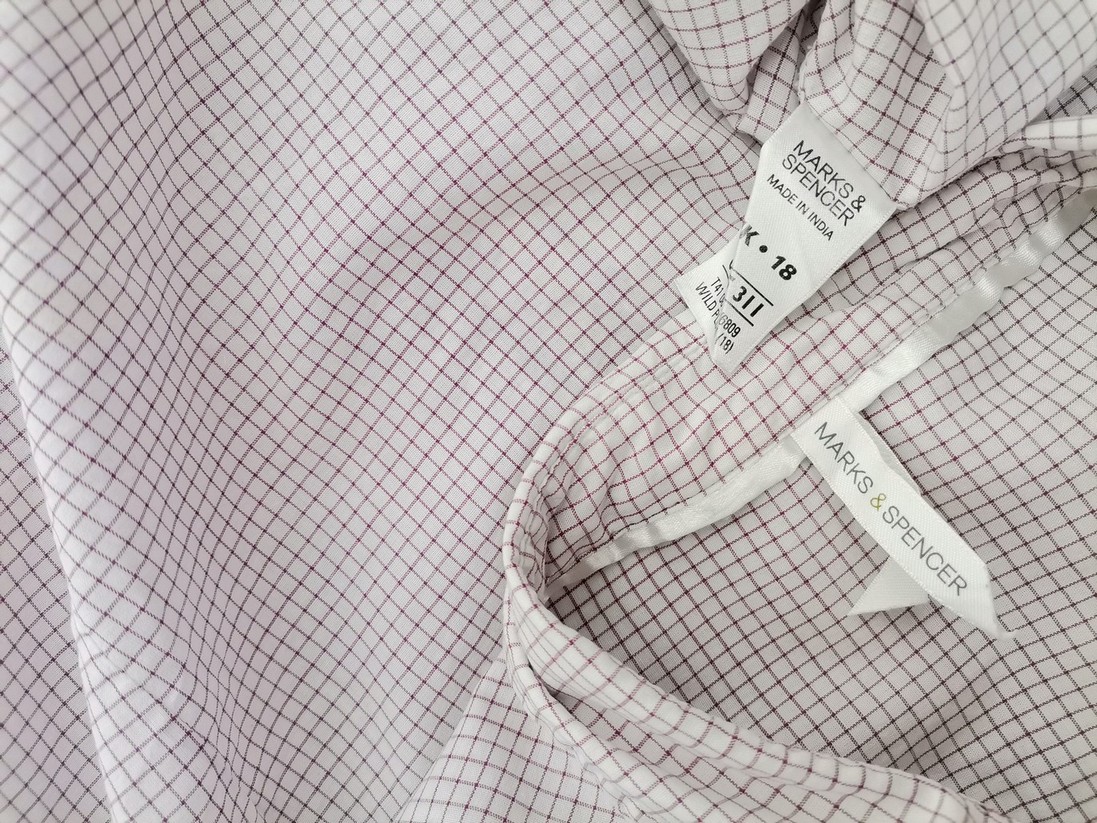 IMG_20230119_113358.jpg Marks&spencer Rozmiar 18 (46) Kolor Fioletowy Krata Kołnierz Koszula Zapinana Bluzka Długi rękaw Materiał Bawełna 100%