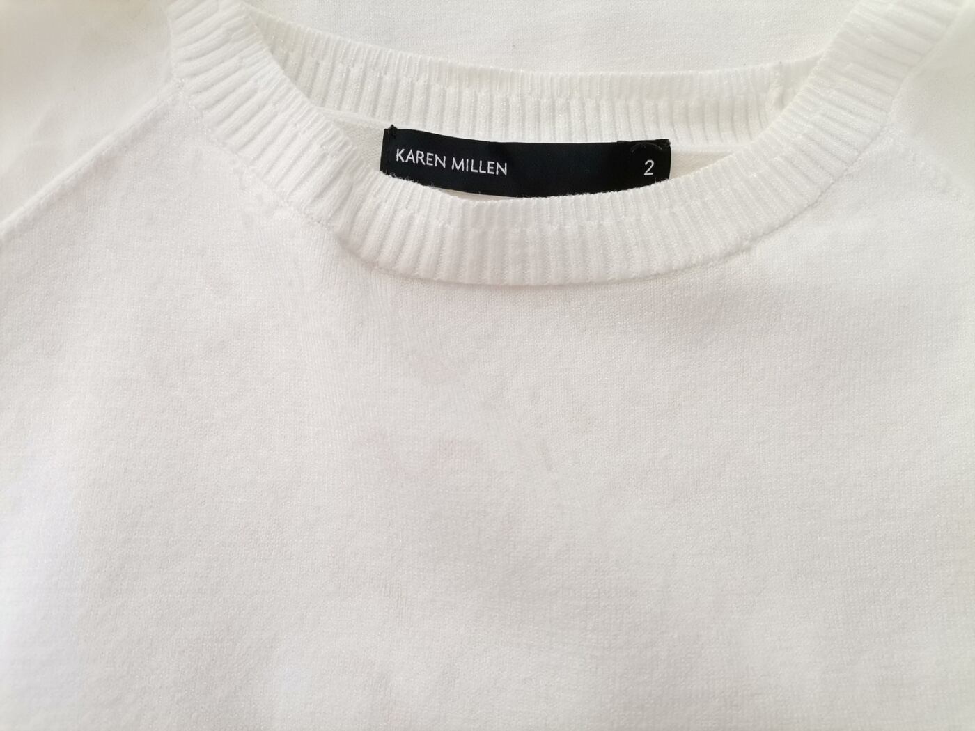 IMG_20230119_133544.jpg Karen MILLEN Rozmiar 2 (38) Kolor Kremowy Crew Neck Sweter Rękaw 3/4 Materiał Wiskoza Cienka dzianina