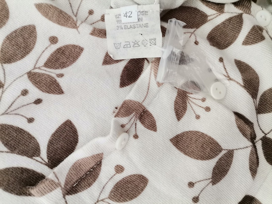 Marquant Rozmiar 42 Kolor Kremowy Crew Neck Kardigan Zapinany Długi rękaw Materiał Wiskoza Cienka dzianina