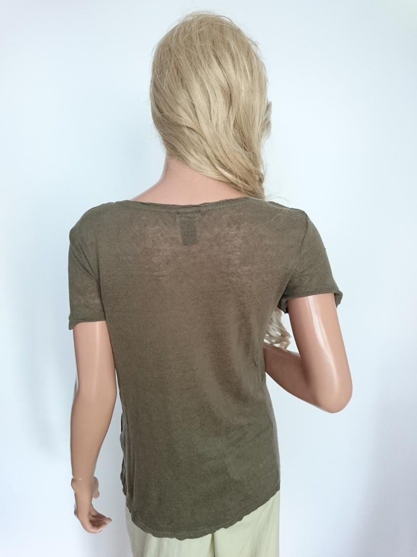 H&m Rozmiar S Kolor Zielony Okrągły dekolt Tunika Bluzka Krótki rękaw Materiał Len 100% H&m Rozmiar S Kolor Zielony Okrągły dekolt Tunika Bluzka Krótki rękaw Materiał Len 100%