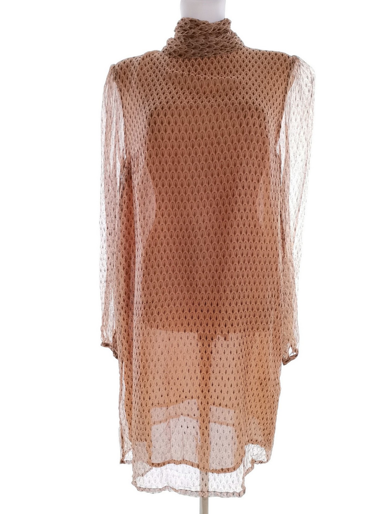 Antik Batik Rozmiar L Kolor Beżowy Roślinny Liście Halter Tunika Bluzka Długi rękaw Materiał Wiskoza 100%